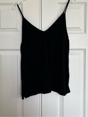 Black V-Neck Spaghetti Strap Women's Tank Top